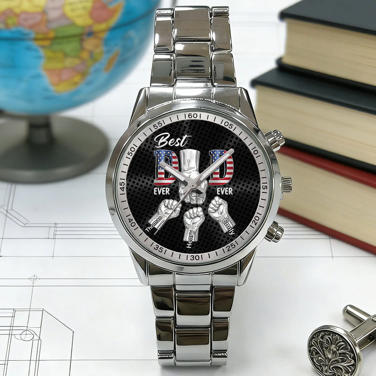Best Dad Ever - Personalized Men's Wrist Watch - Gift For Dad, Grandpa - Image 6