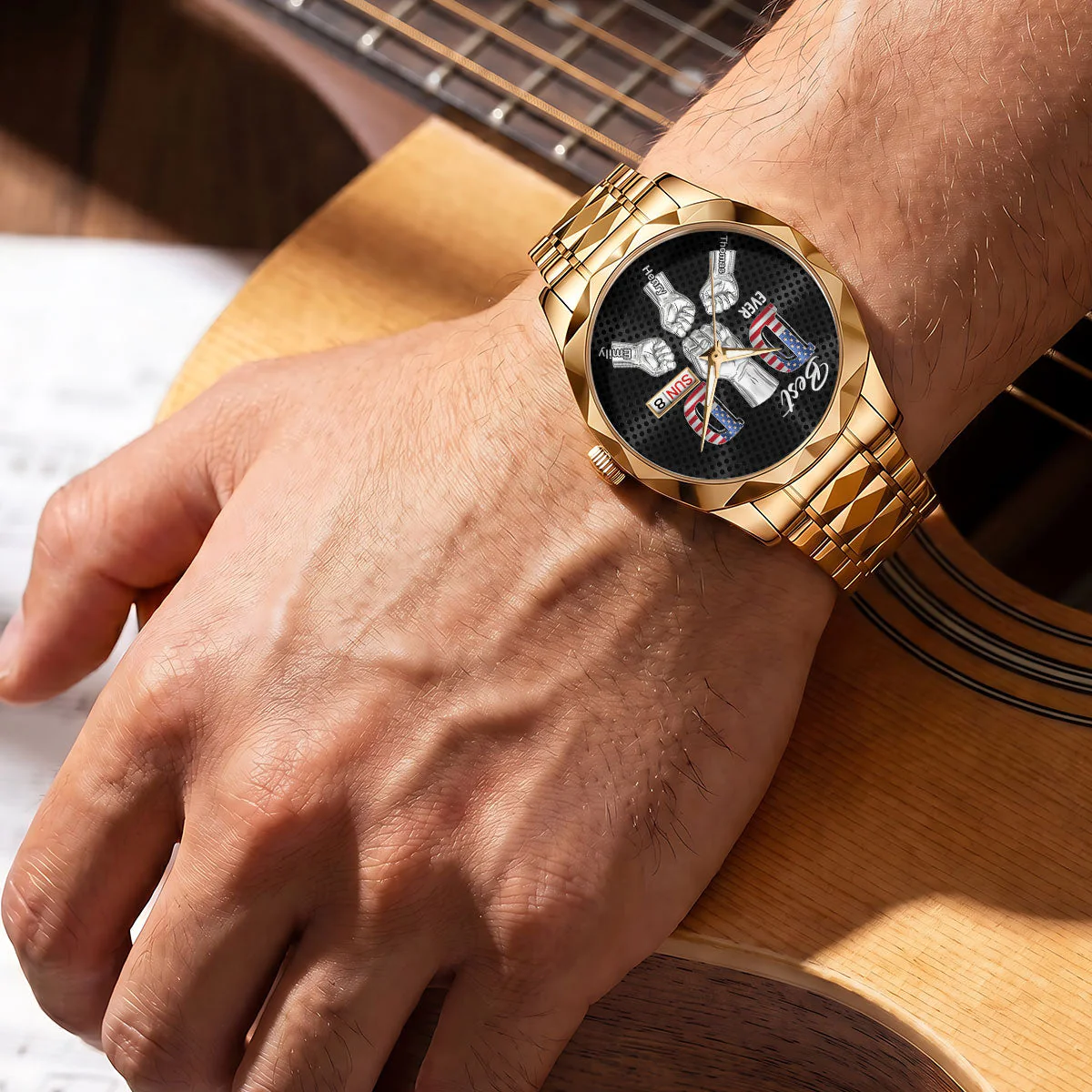 Best Dad Ever - Personalized Men's Wrist Watch - Gift For Dad, Grandpa - Image 7