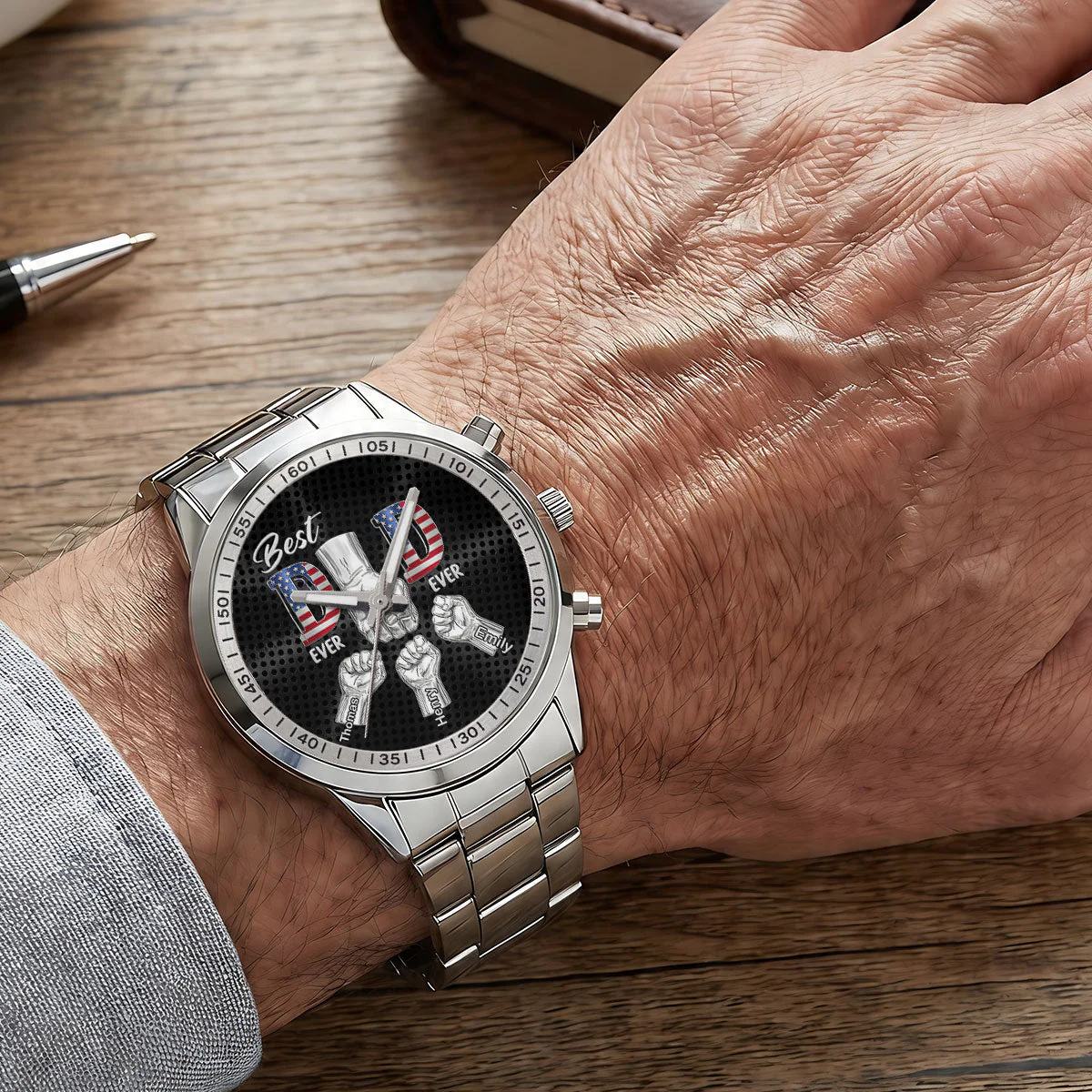 Best Dad Ever - Personalized Men's Wrist Watch - Gift For Dad, Grandpa - Image 8