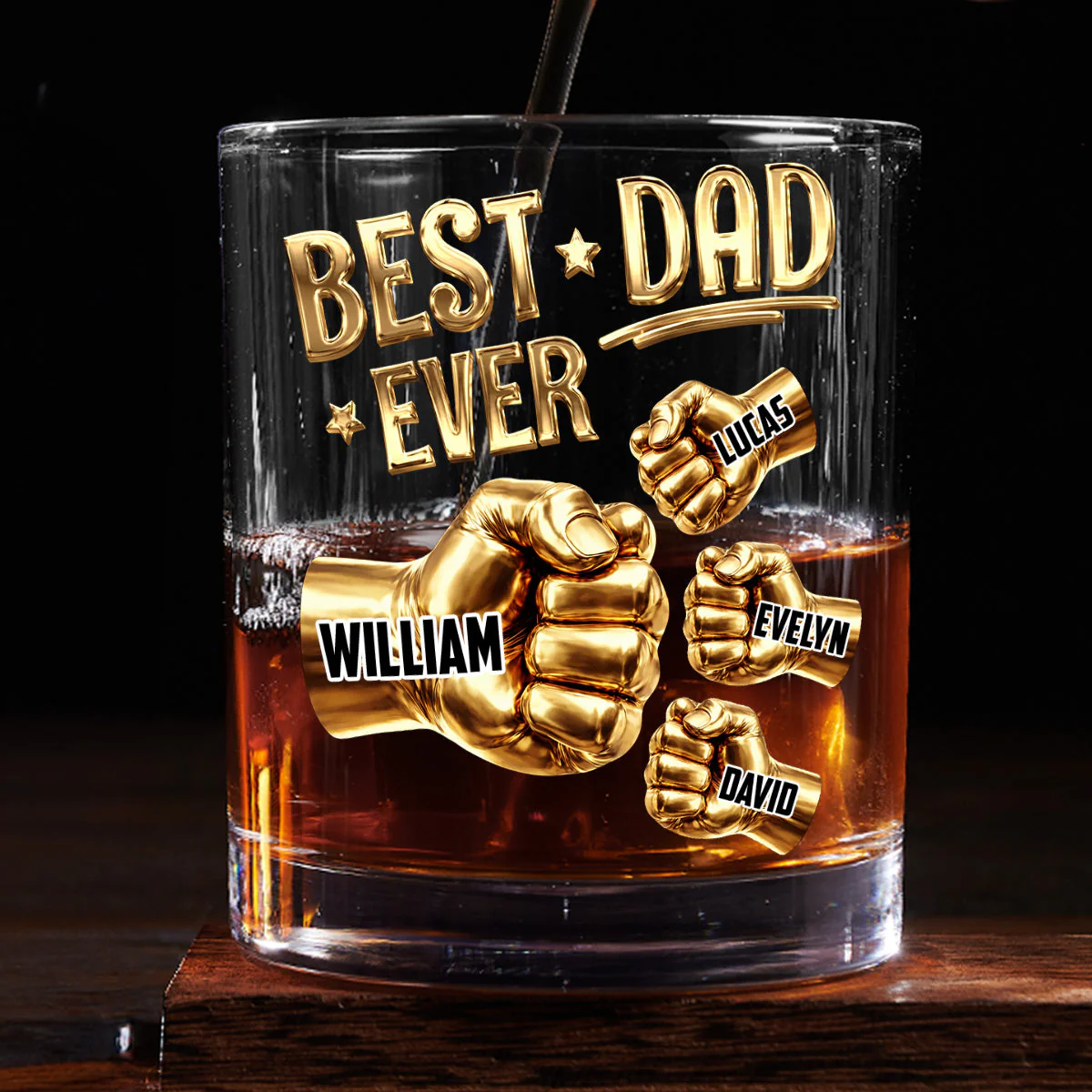 Best Dad Ever - Personalized Whiskey Glass - Gift For Dad, Grandpa
