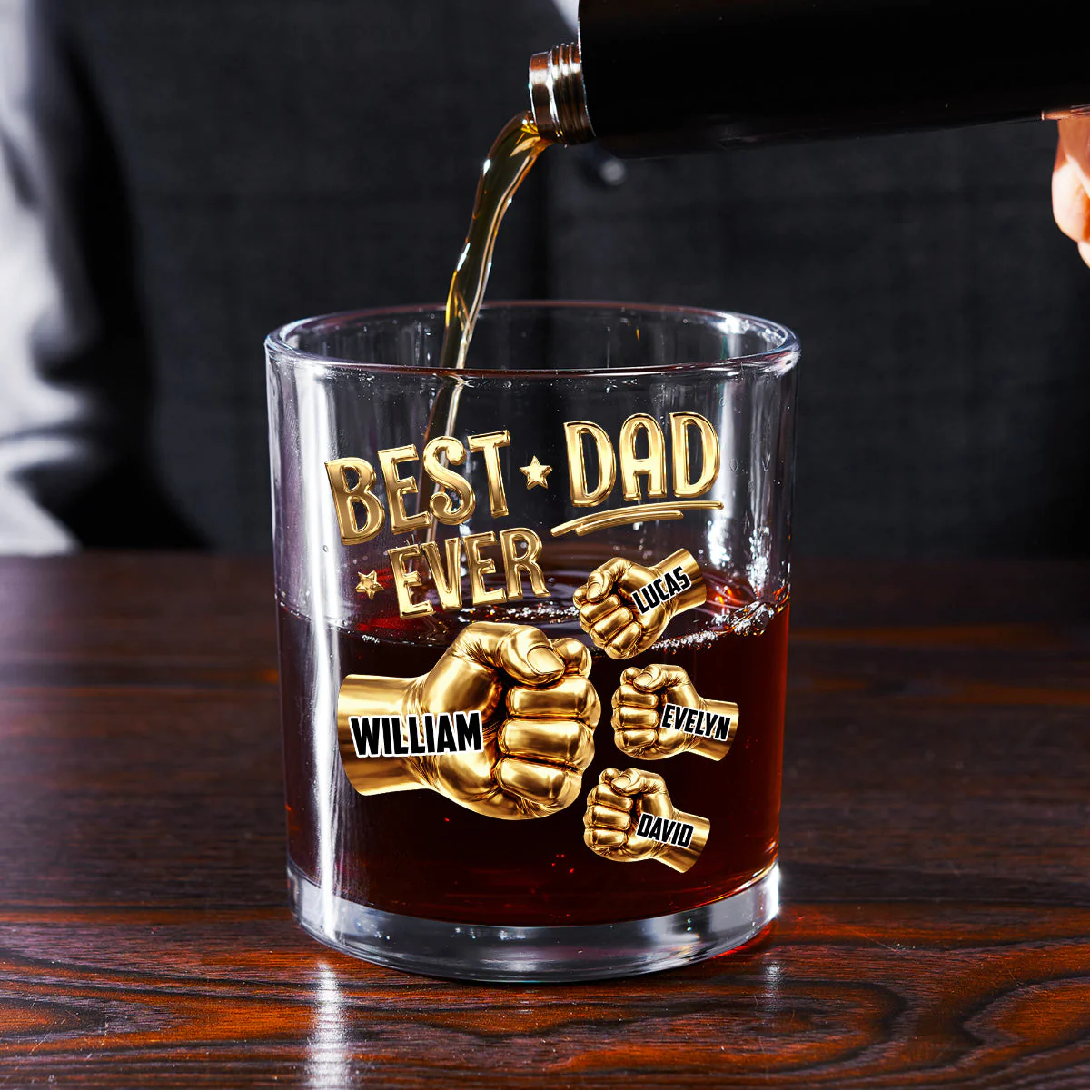 Best Dad Ever - Personalized Whiskey Glass - Gift For Dad, Grandpa - Image 4