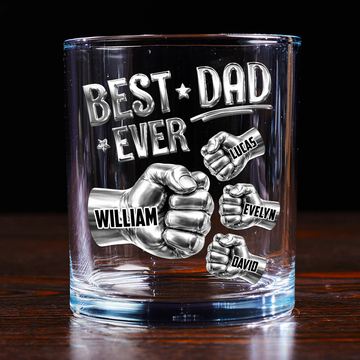Best Dad Ever - Personalized Whiskey Glass - Gift For Dad, Grandpa - Image 6