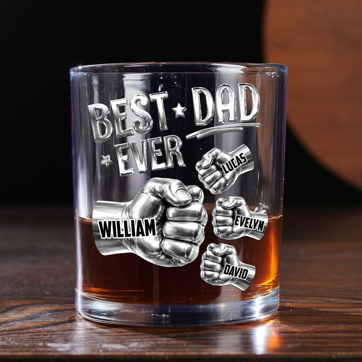 Best Dad Ever - Personalized Whiskey Glass - Gift For Dad, Grandpa - Image 8
