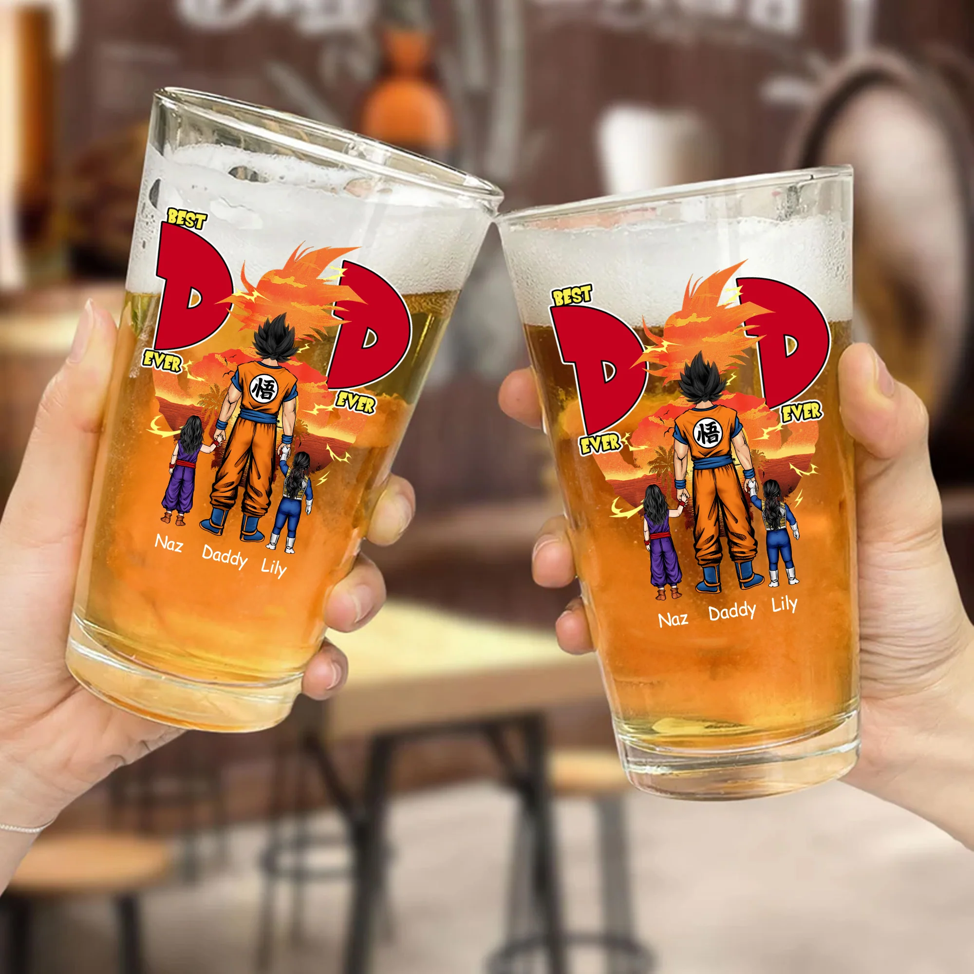 DrBa Best Dad Ever - Personalized Beer Glass - Gift For Dad - Image 2