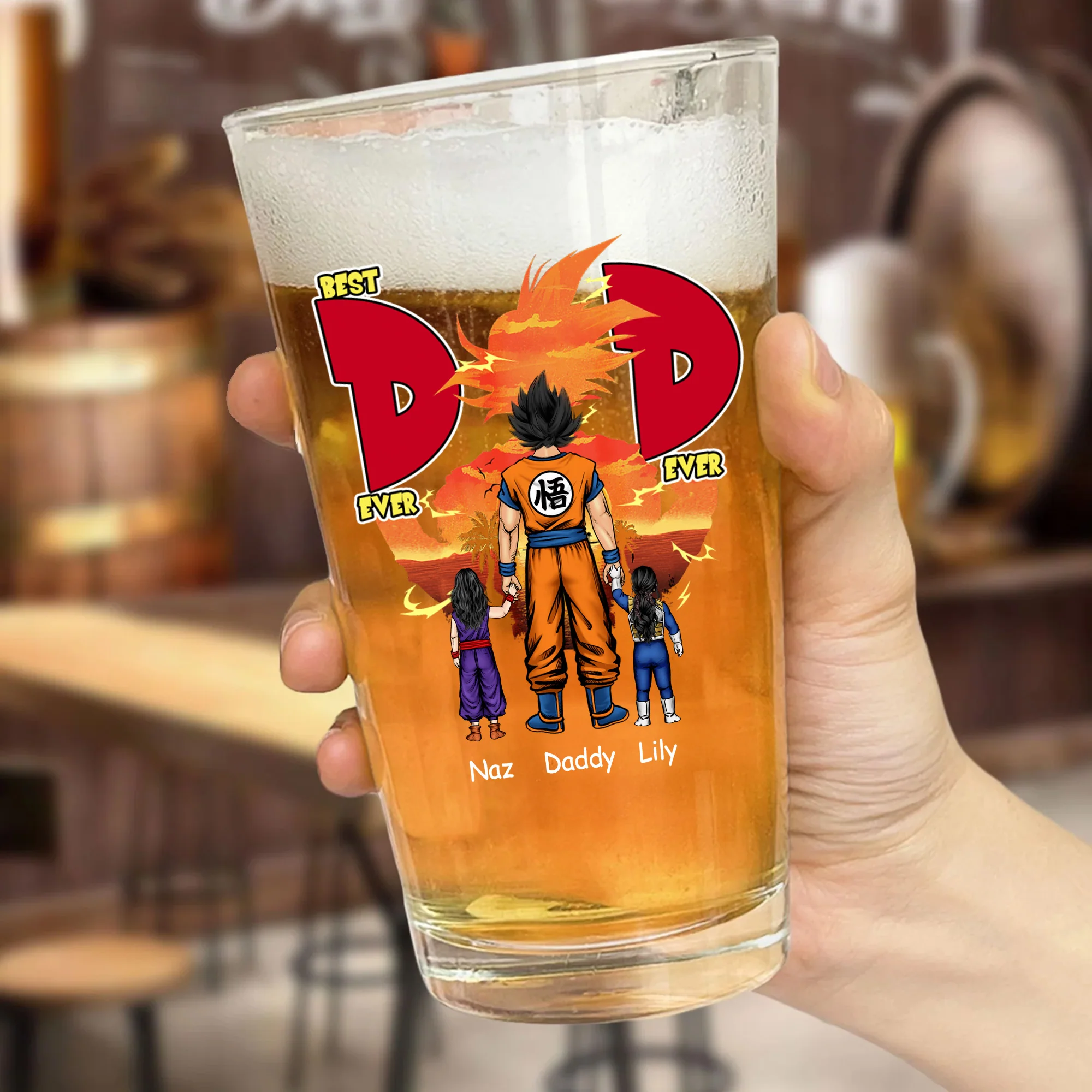 DrBa Best Dad Ever - Personalized Beer Glass - Gift For Dad - Image 3