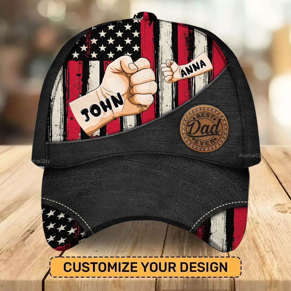 Best Dad Grandpa Ever Fist Bump - Personalized Classic Cap - Gift For Dad, Grandpa, Father's Day | GR6 NA94