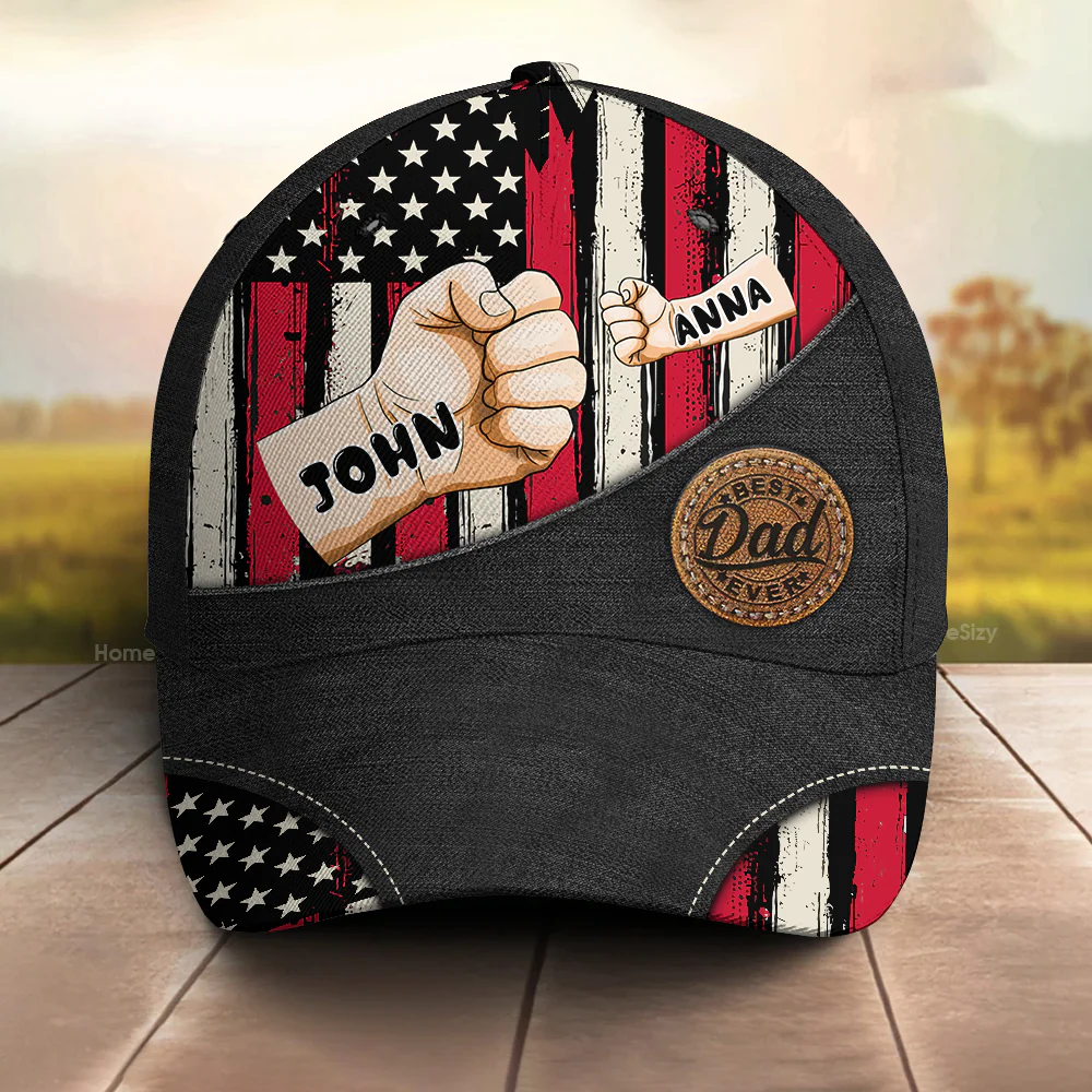Best Dad Grandpa Ever Fist Bump - Personalized Classic Cap - Gift For Dad, Grandpa, Father's Day | GR6 NA94 - Image 2