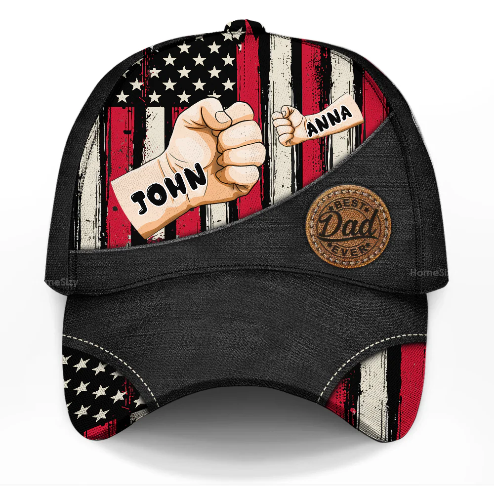 Best Dad Grandpa Ever Fist Bump - Personalized Classic Cap - Gift For Dad, Grandpa, Father's Day | GR6 NA94 - Image 3