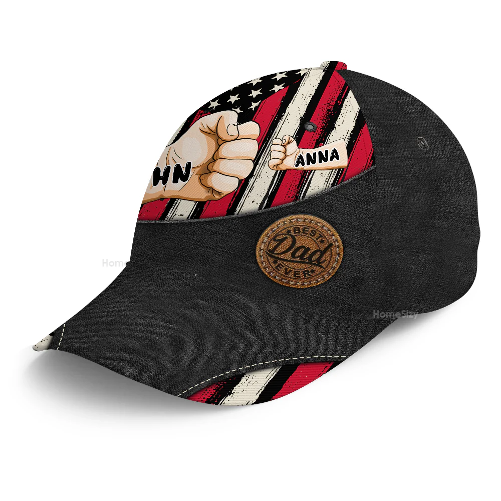 Best Dad Grandpa Ever Fist Bump - Personalized Classic Cap - Gift For Dad, Grandpa, Father's Day | GR6 NA94 - Image 4