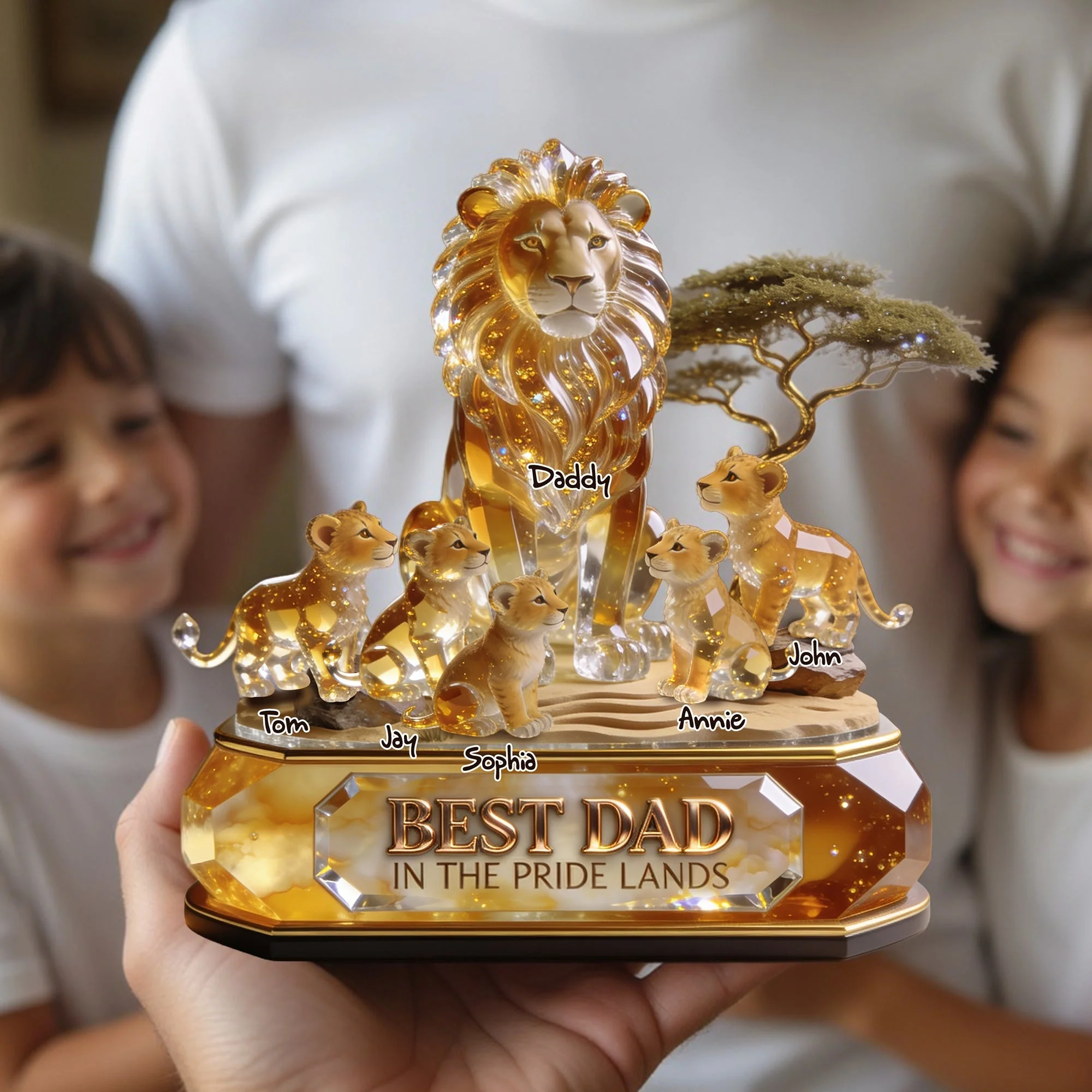 Best Dad In The Pride Lands - Personalized Shape Acrylic Plaque - Gift For Dad - Image 2