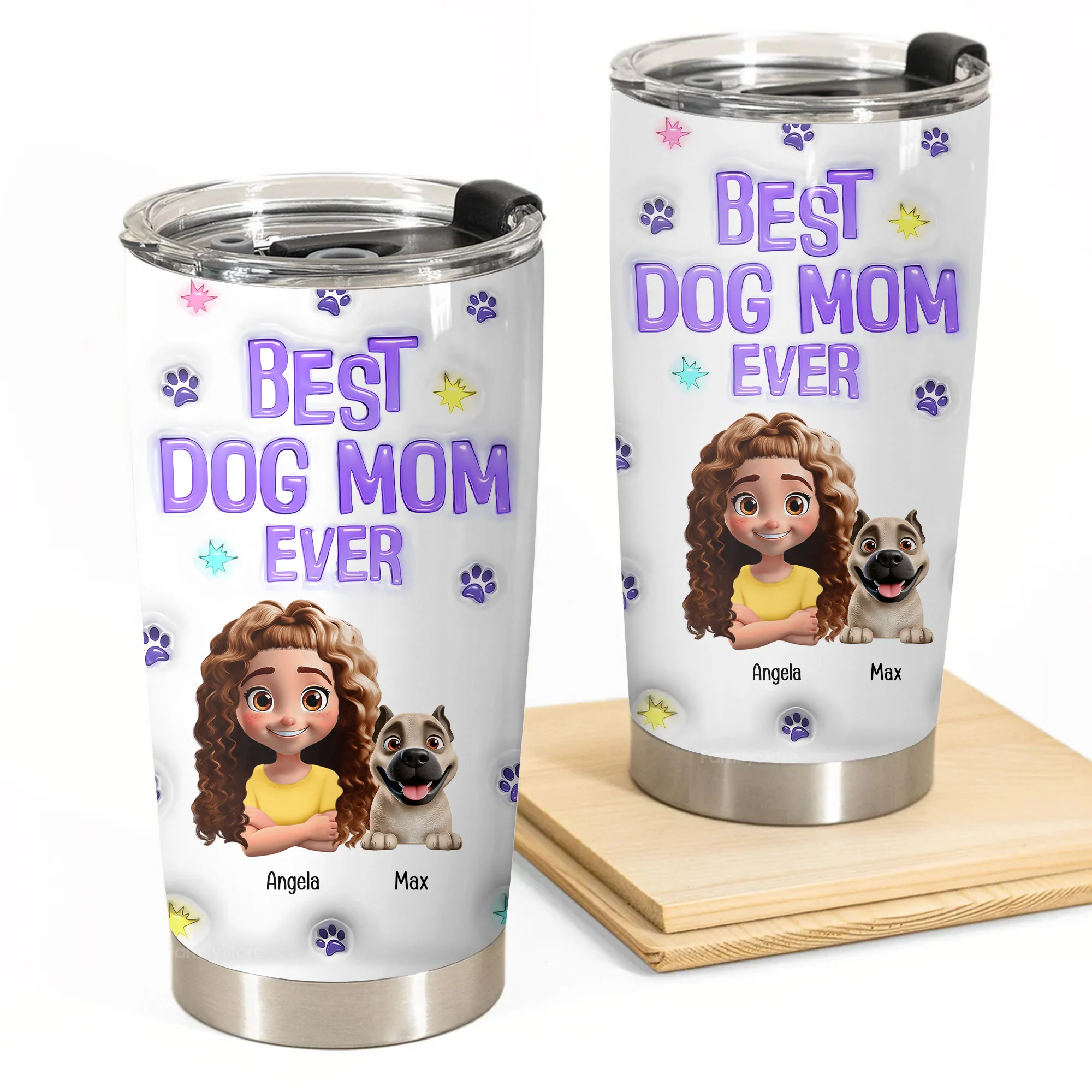 Best Dog Mom Ever 3D Inflated Effect Cartoon Dog - Personalized Tumbler Cup - Gift for Pet Owners, Pet Lovers, Dog Mom | CLP16 NH96