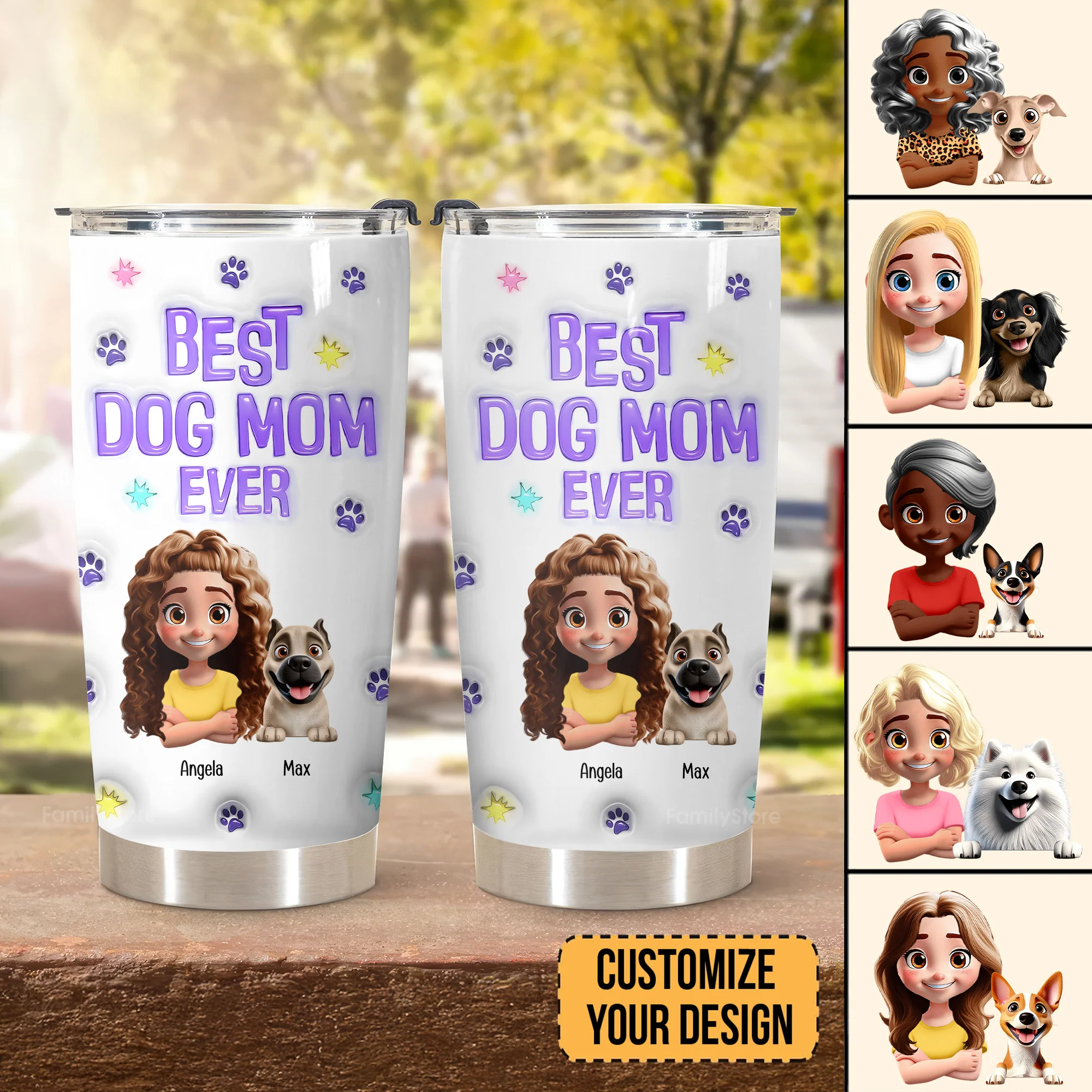 Best Dog Mom Ever 3D Inflated Effect Cartoon Dog - Personalized Tumbler Cup - Gift for Pet Owners, Pet Lovers, Dog Mom | CLP16 NH96 - Image 2