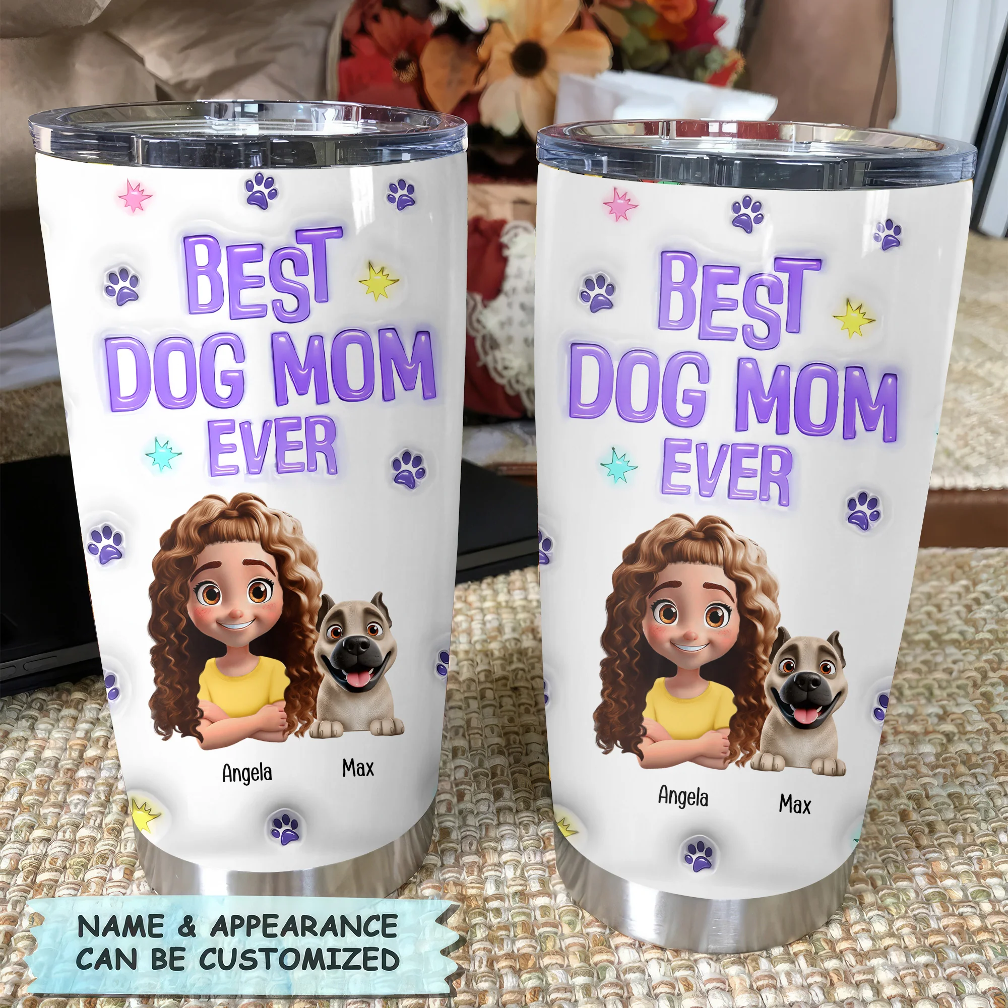 Best Dog Mom Ever 3D Inflated Effect Cartoon Dog - Personalized Tumbler Cup - Gift for Pet Owners, Pet Lovers, Dog Mom | CLP16 NH96 - Image 3