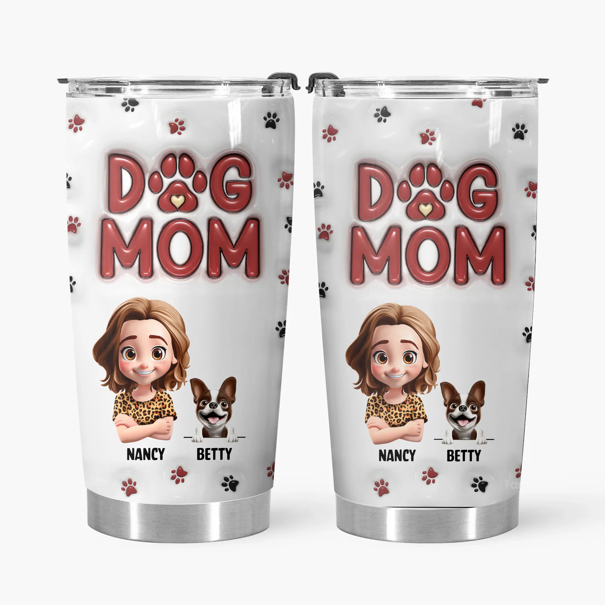 Best Dog Mom Ever 3D Inflated Effect - Personalized Tumbler Cup - Gift for Pet Owners, Pet Lovers, Dog Mom | CLP16 NH96 - Image 3