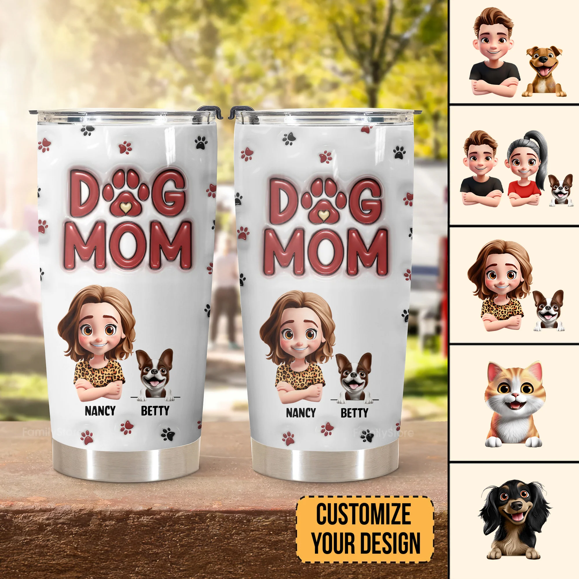 Best Dog Mom Ever 3D Inflated Effect - Personalized Tumbler Cup - Gift for Pet Owners, Pet Lovers, Dog Mom | CLP16 NH96 - Image 4