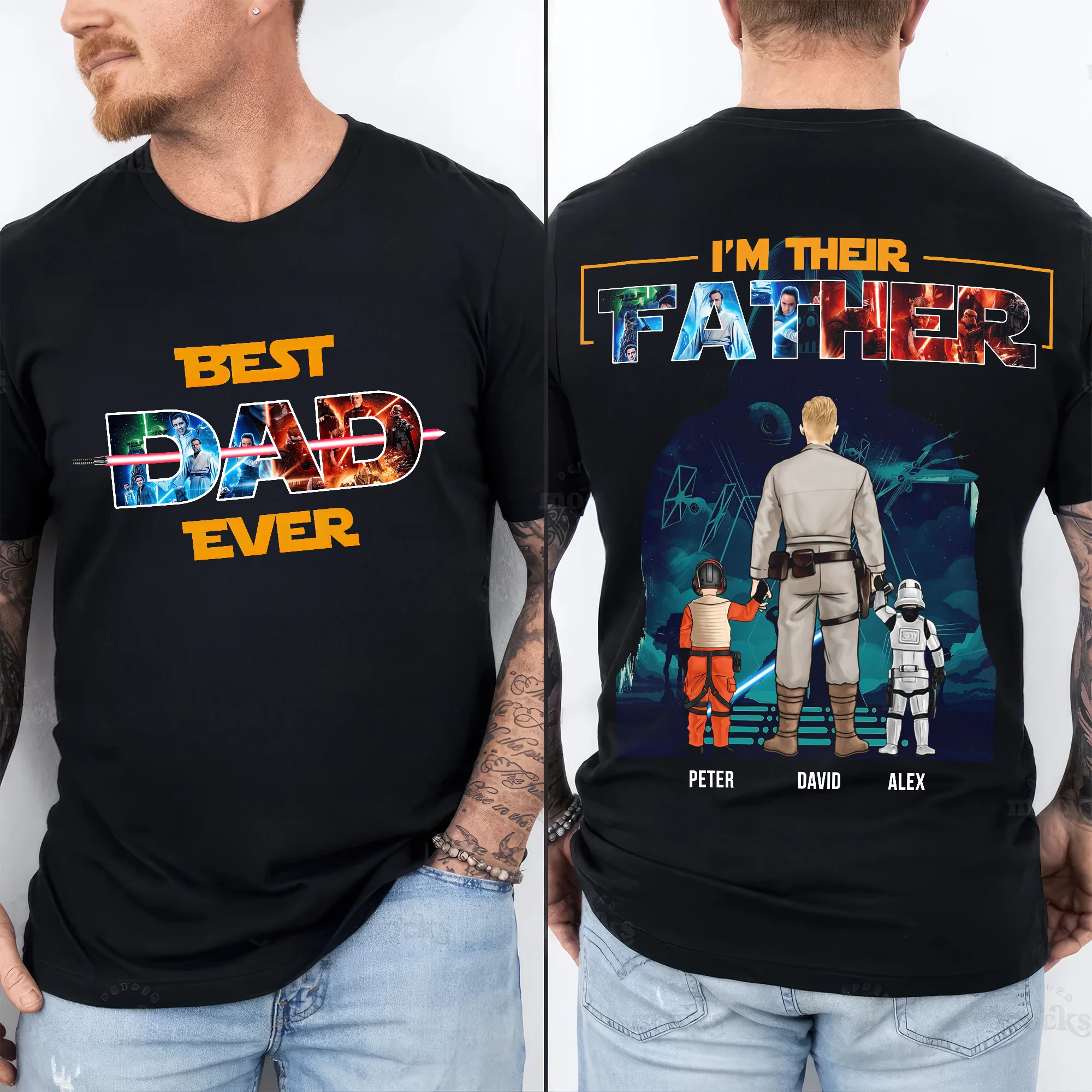 Best Galaxy Dad Ever - Personalized Shirt - Gift for Dad - Image 2
