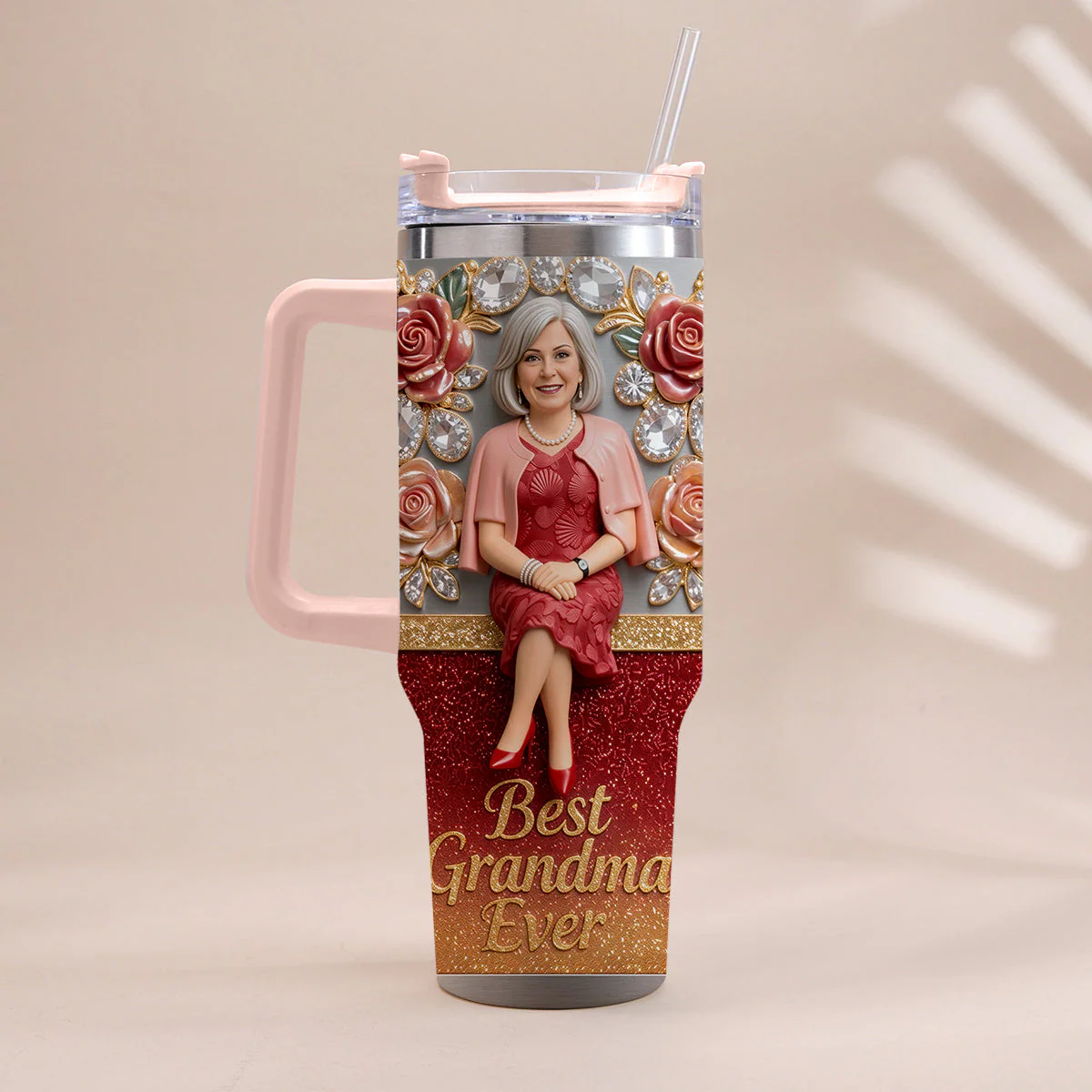 Best Grandma, Nana Ever- Personalized Grandma Tumbler With Handle - Gift For Her - Image 4