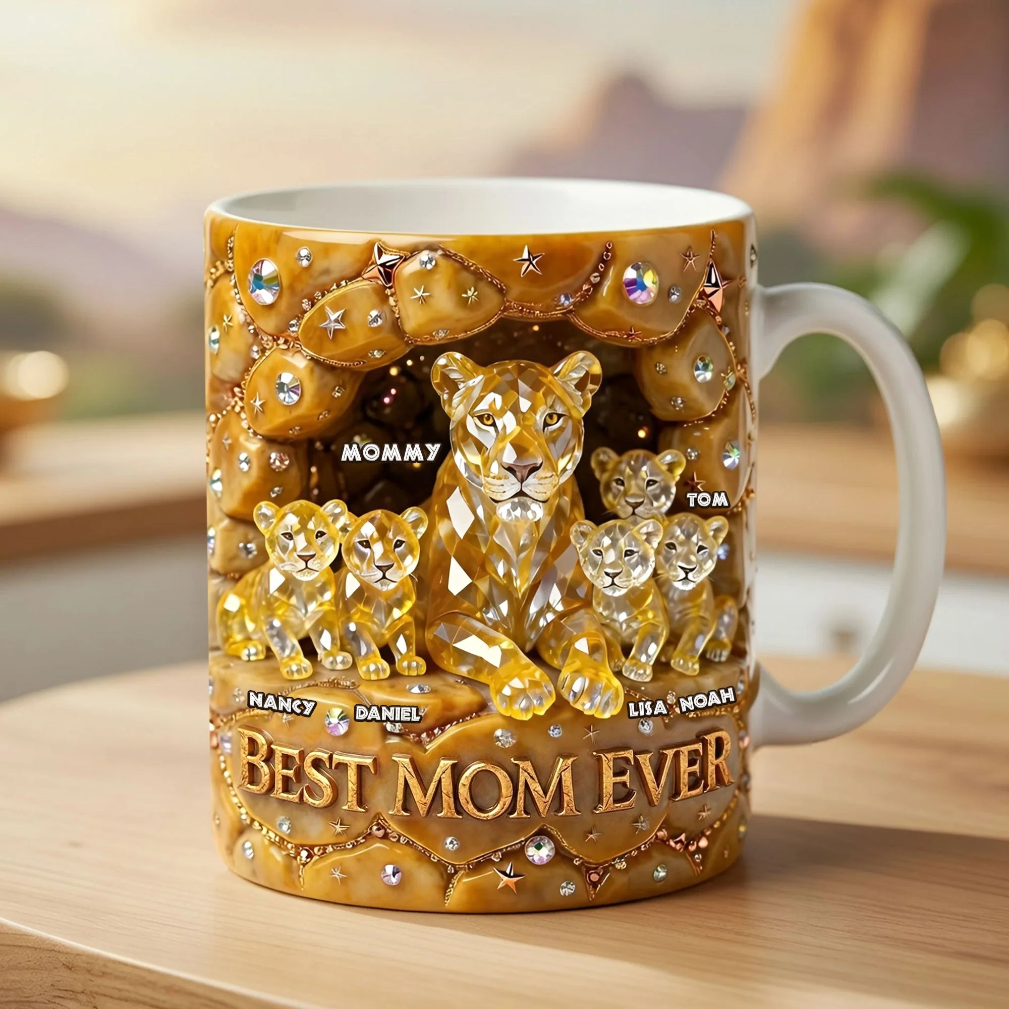 Best Lion Mom Ever - Personalized White Mug - Gift For Mom, Grandma