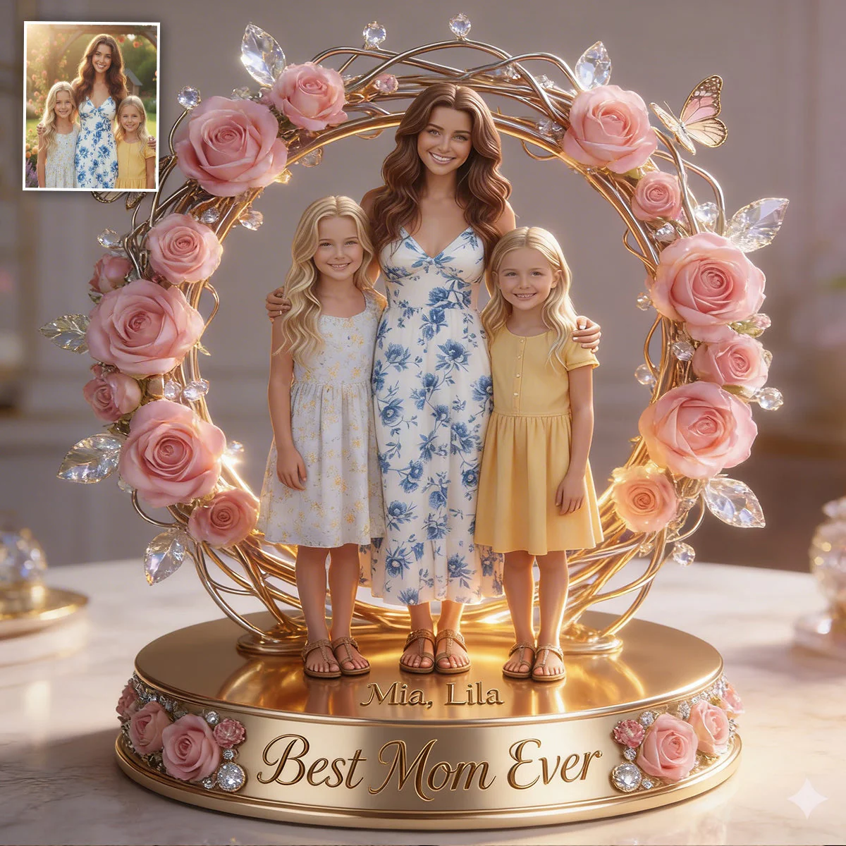 Best Mom Ever Flower - Personalized Shape Acrylic Plaque - Gift For Mom, Grandma