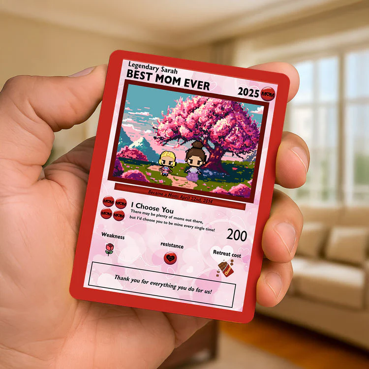 Best Mom Ever - Happy Mother's Day - Personalized Pixel PoMo Metal Card - Gift For Mom | CL62 HH01 - Image 2