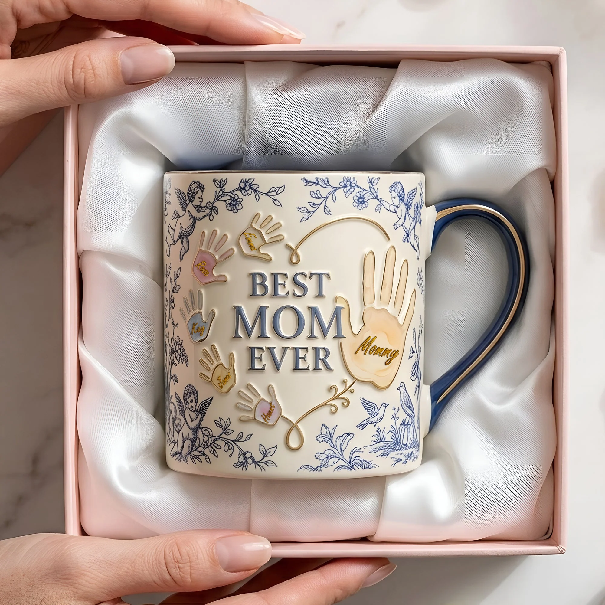 Best Mom Ever Toile De Jouy - Personalized Accent Mug - Gift For Mom, Grandma - Image 4