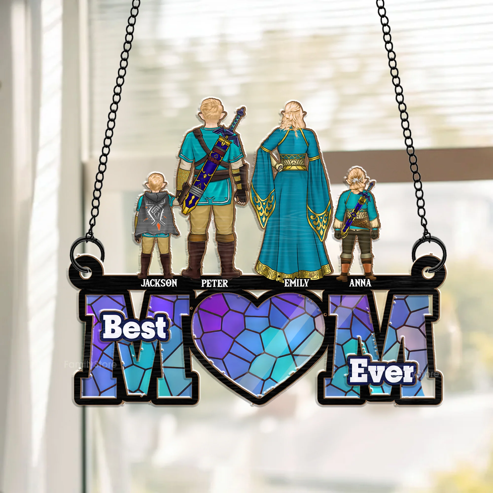 Best Mom Ever Zelda Mom - Personalized Window Window Hanging Suncatcher Ornament - Gift for Mom, Grandma, Wife CL07 - NH96