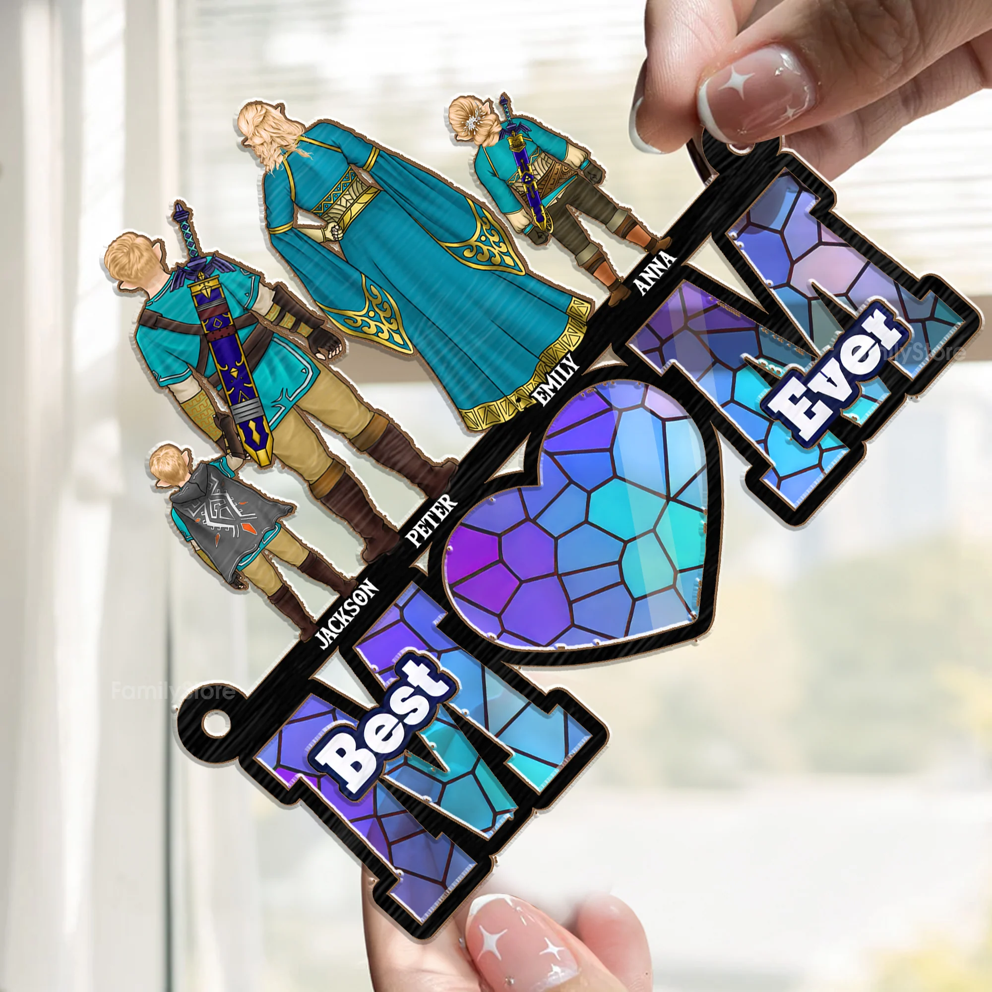 Best Mom Ever Zelda Mom - Personalized Window Window Hanging Suncatcher Ornament - Gift for Mom, Grandma, Wife CL07 - NH96 - Image 2