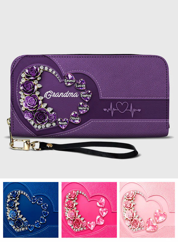 Best Mom Nana Grandma Mama Ever - Personalized Leather Long Wallet - Gift For Mom, Grandma - Image 5