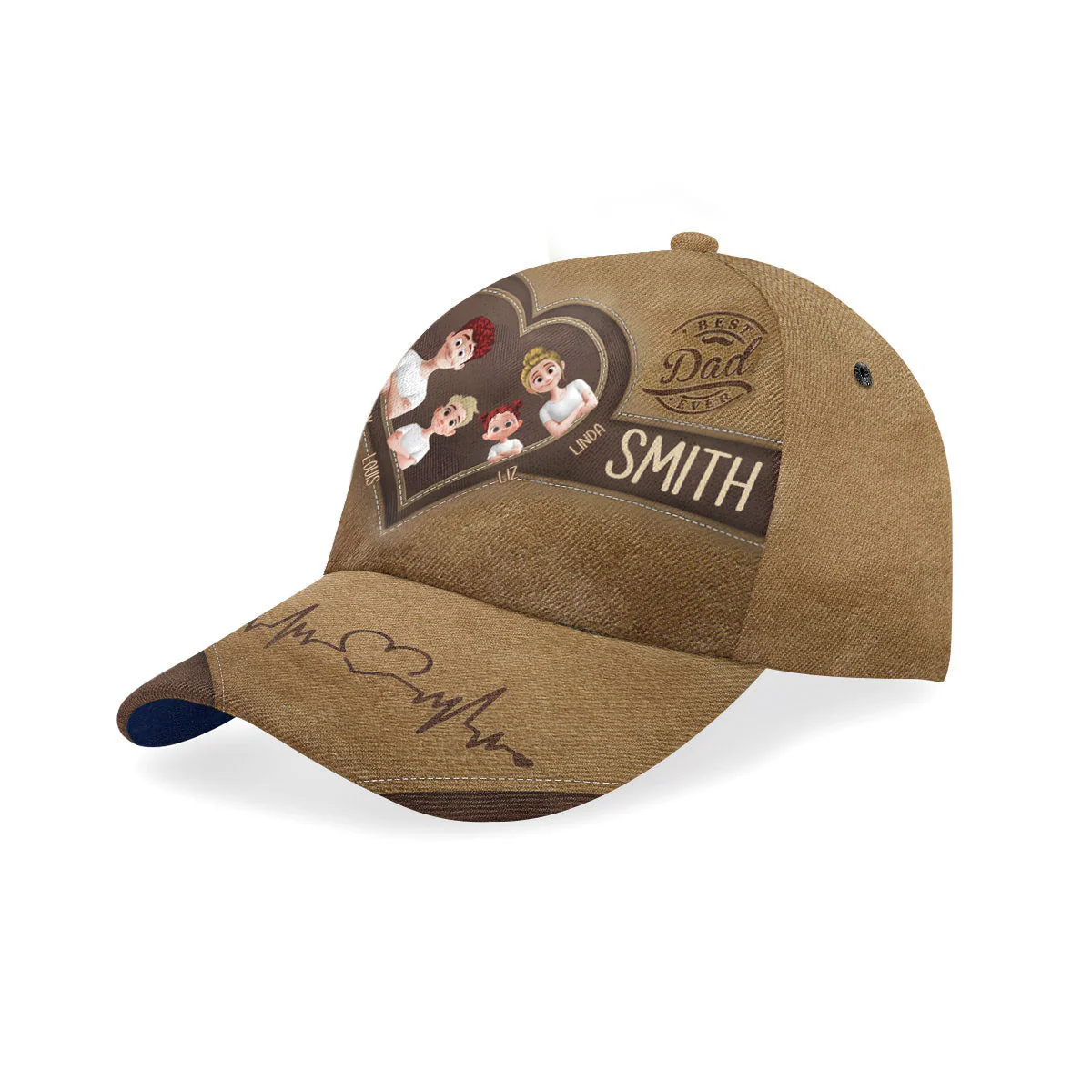 Best Papa Ever Heart - Personalized Classic Cap - Gift For Dad, Husband, Grandpa | GR29 HN02 - Image 3