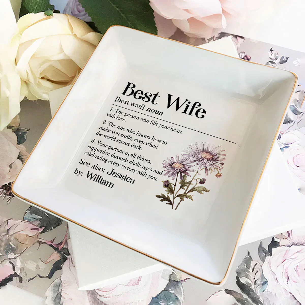 Best Wife Definition - Personalized Jewelry Dish - Gift For Wife, Anniversary, Engaging, Marriage Gift NA94 - Image 2