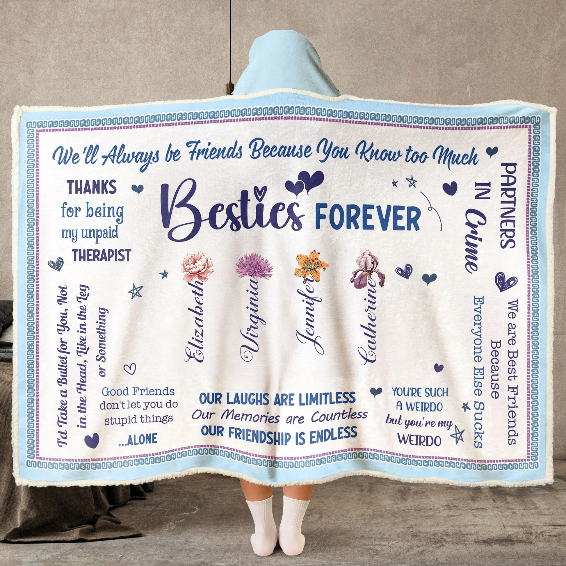 Bestie Forever - Personalized Wearable Hooded Blanket - Gift For Bestie, Sister | CL47 NA94 - Image 2