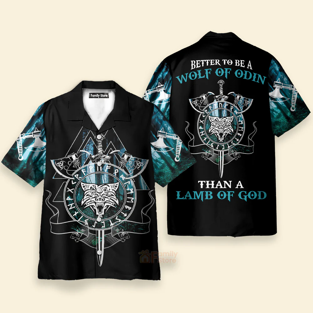 Better To Be a Wolf Of Odin Than A Lamb Of God Hawaiian Shirt - Image 2