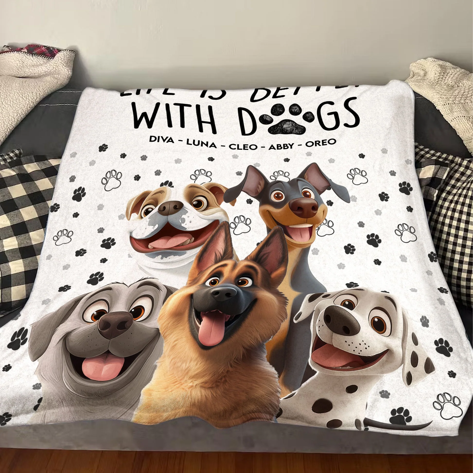 Better With Cartoon Dogs  - Personalized Blanket - Gift For Dog Lovers | CLP15 NA94 - Image 3