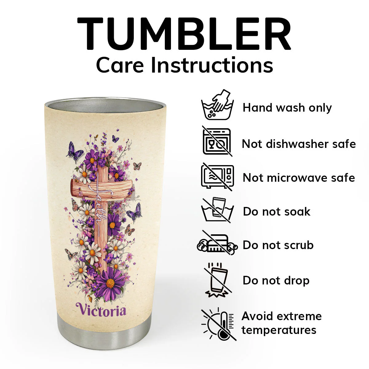 Bible Emergency Numbers | Personalized Stainless Steel Tumbler - Image 3