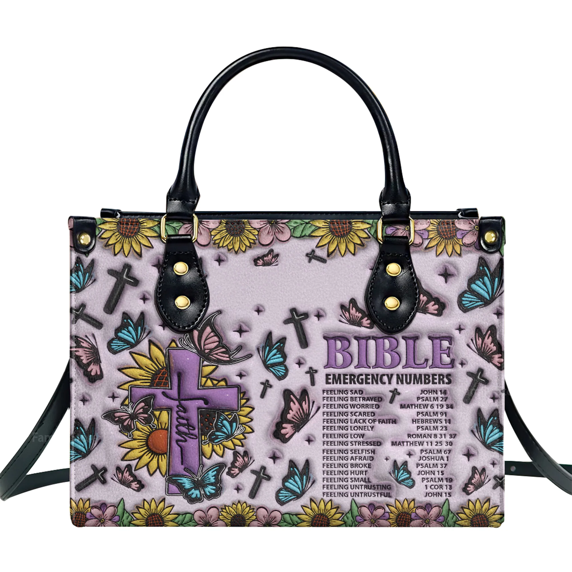 Bible Emergency Numbers - Thoughtful Gift For Christians - Personalized Leather Handbag With Handle - AT4080727 - Image 2