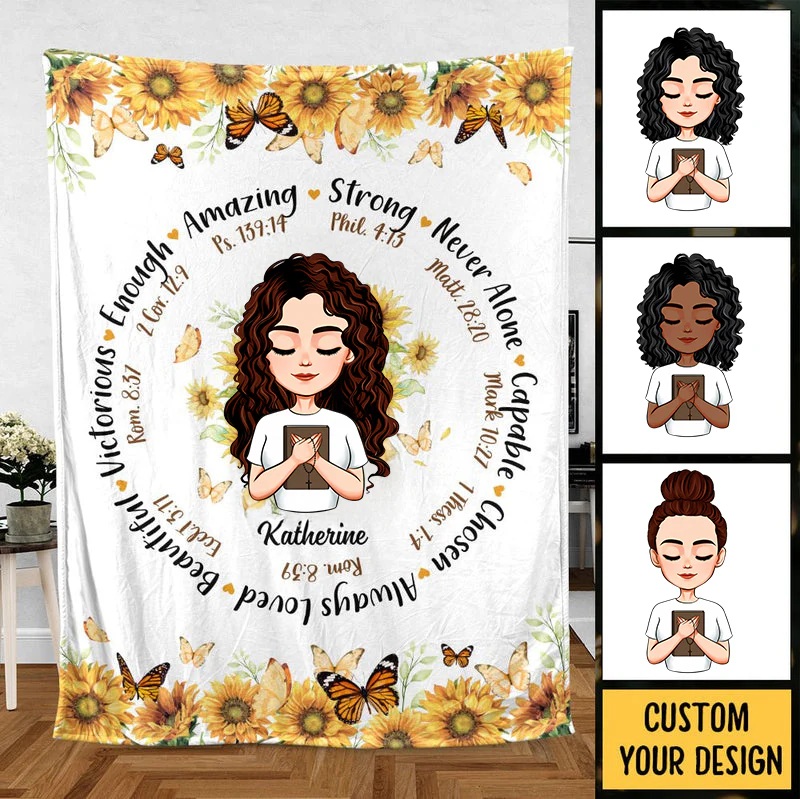 Bible With Sunflowers - Personalized Blanket - Meaningful Gift For Birthday | CLGOD05 TD118