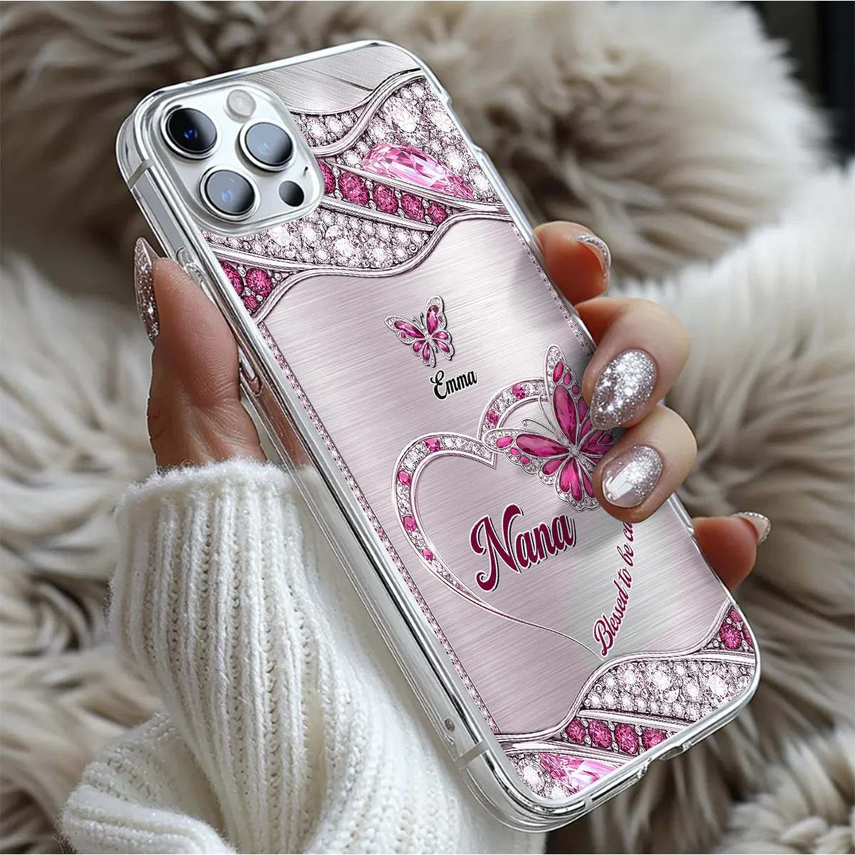 Big Heart Made Of Love And Butterfly - Personalized Silicone Phone Case - Christian Gift For Mom And Grandma BA01 - Image 3