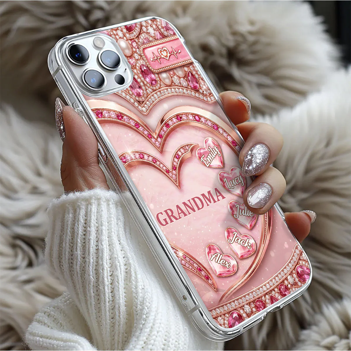 Big Heart Of Love - Personalized Silicone Phone Case - Christian Gift For Mom and Grandma BA01 - Image 5