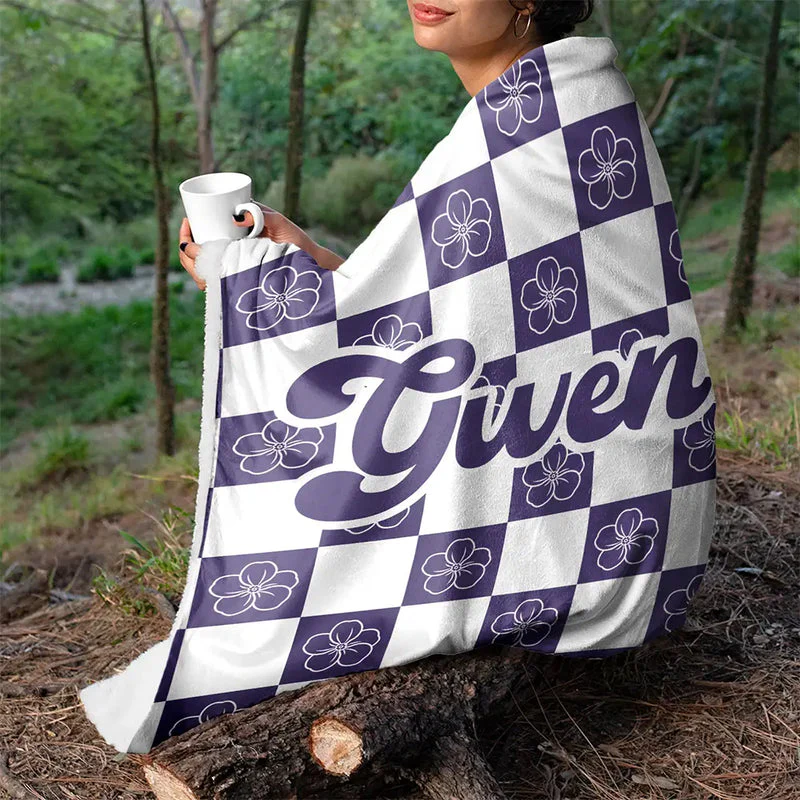 Birth Month Flower Checkered Pattern - Personalized  Blanket - Gift For Her, Him, Kids, Birthday, Christmas HH01 - Image 4