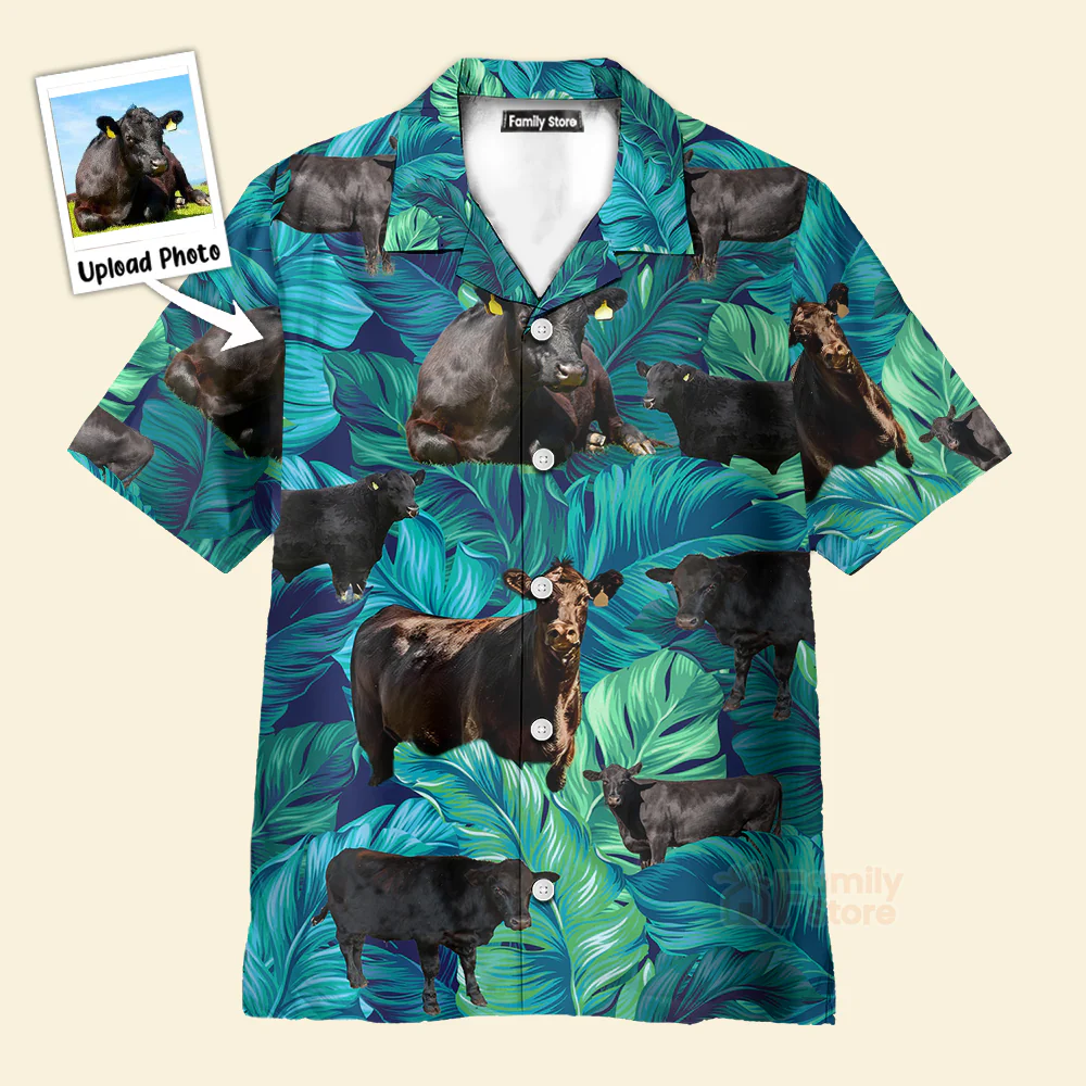 Custom PhotoBlack Angus Cattle Lover - Personalized Hawaiian Shirt - Image 3