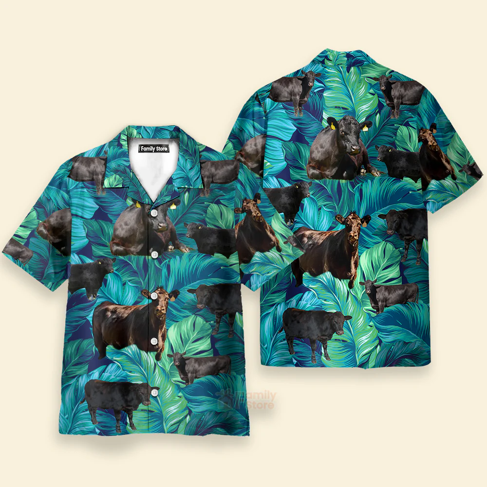 Custom PhotoBlack Angus Cattle Lover - Personalized Hawaiian Shirt - Image 4