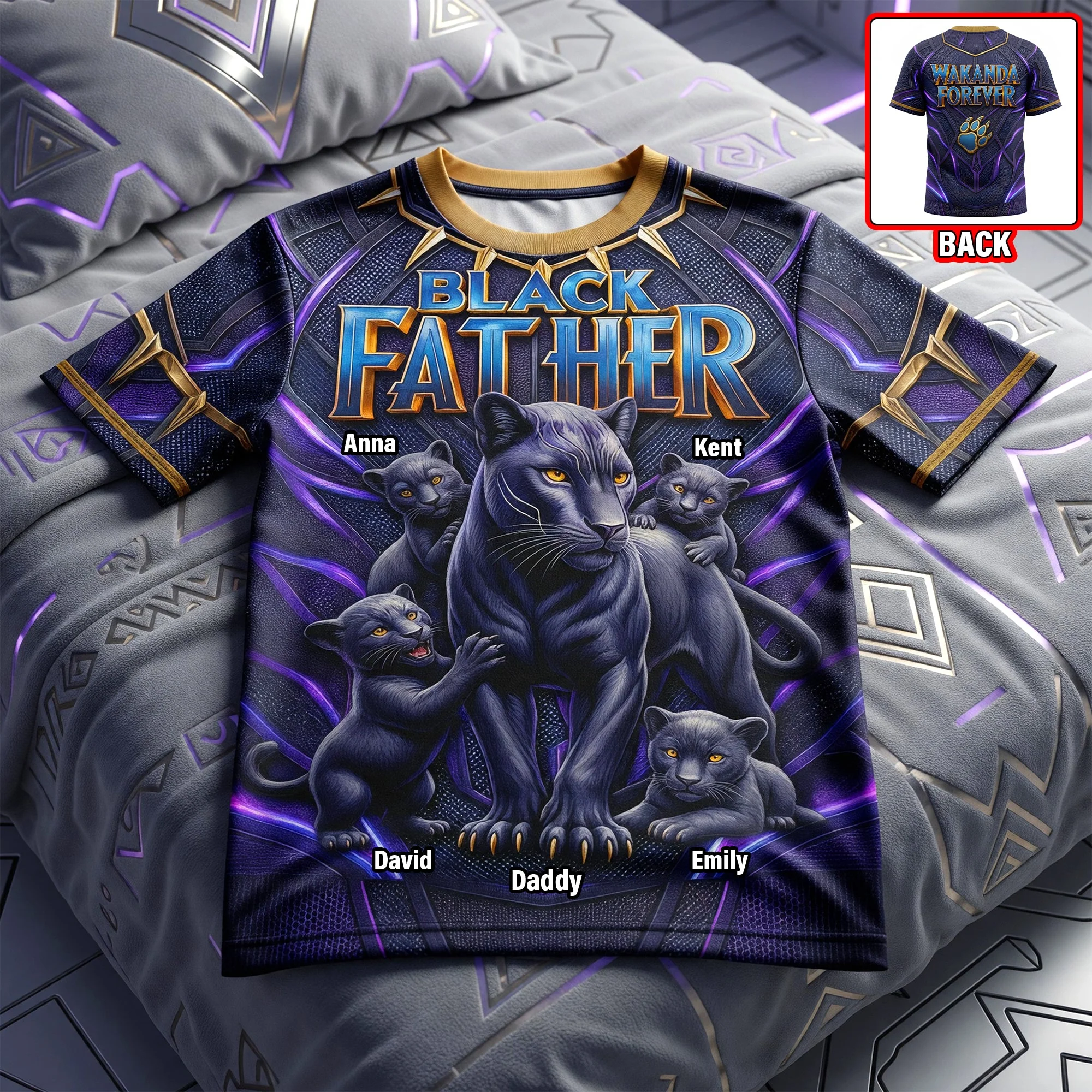 Black Father Wakanda Forever - Personalized All Over Shirt - Gifts For Dad