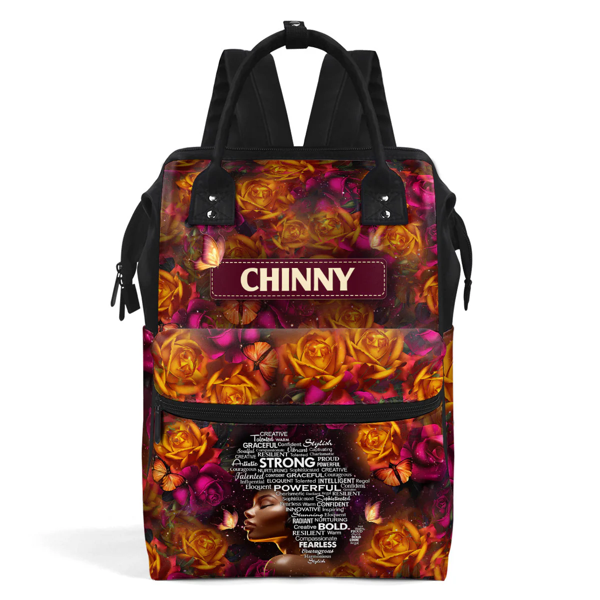 Black Queen Afro Map - Floral Personalized Duckbilled Backpack - Affirmation Gift For Her HH01