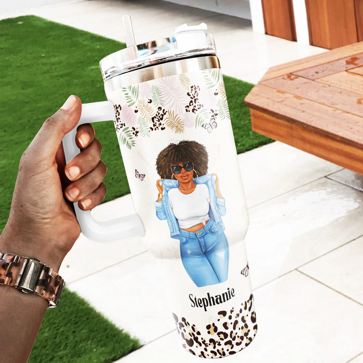 Black Queen Nutrition Facts -  Personalized Leopard Stainless Steel Tumbler - Gift For Her | GR3 HD95 - Image 4