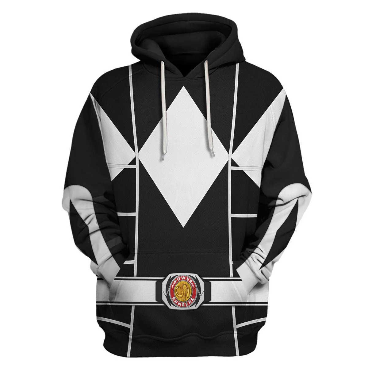 Black Mighty Morphin Power Ranger Cosplay C2 - Hoodie Set, Sweatshirt, Sweatpants PRHS90 - Image 2
