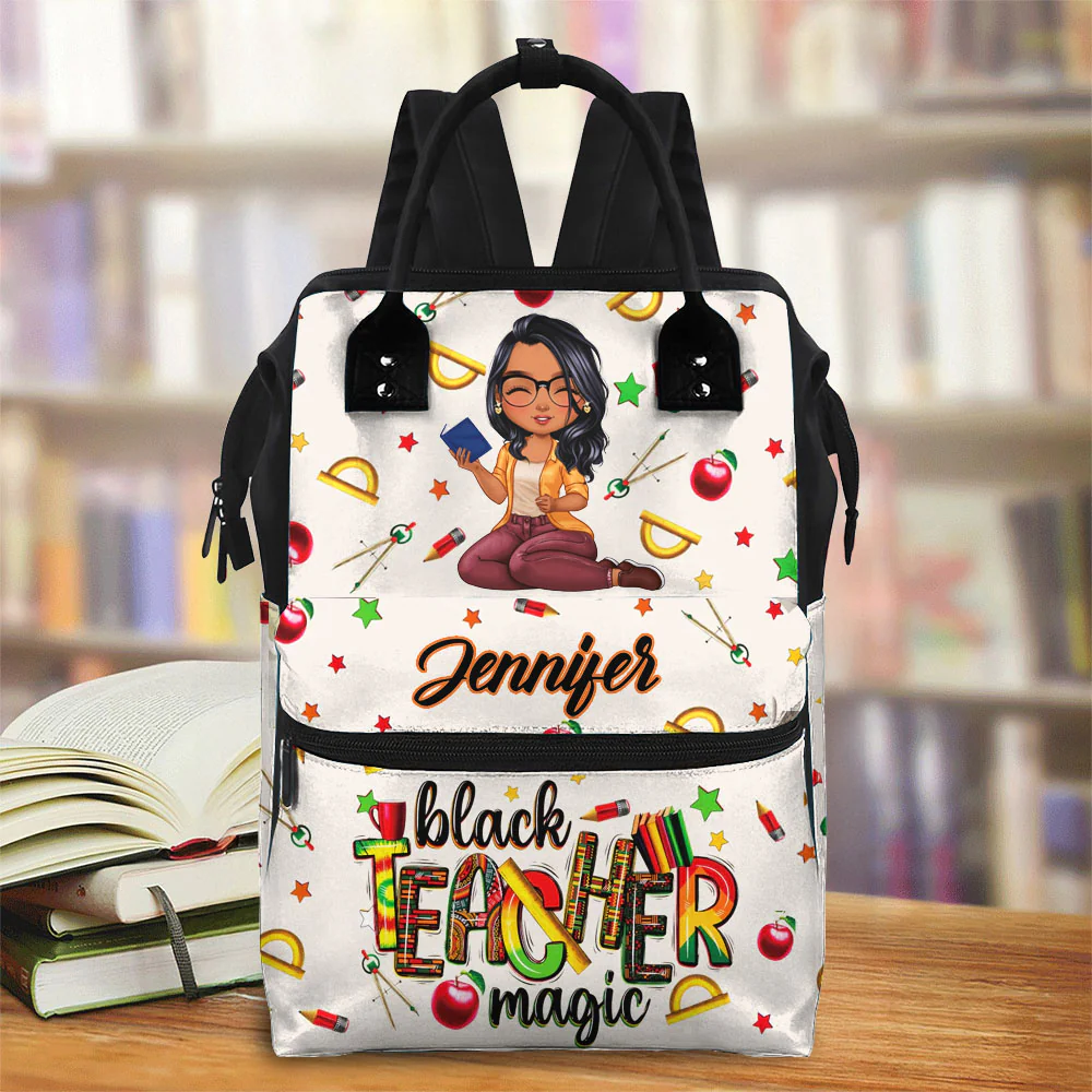 Black Teacher Magic - Personalized Duckbilled Backpack - Gift For Teacher | CLTC04 HN02 - Image 2