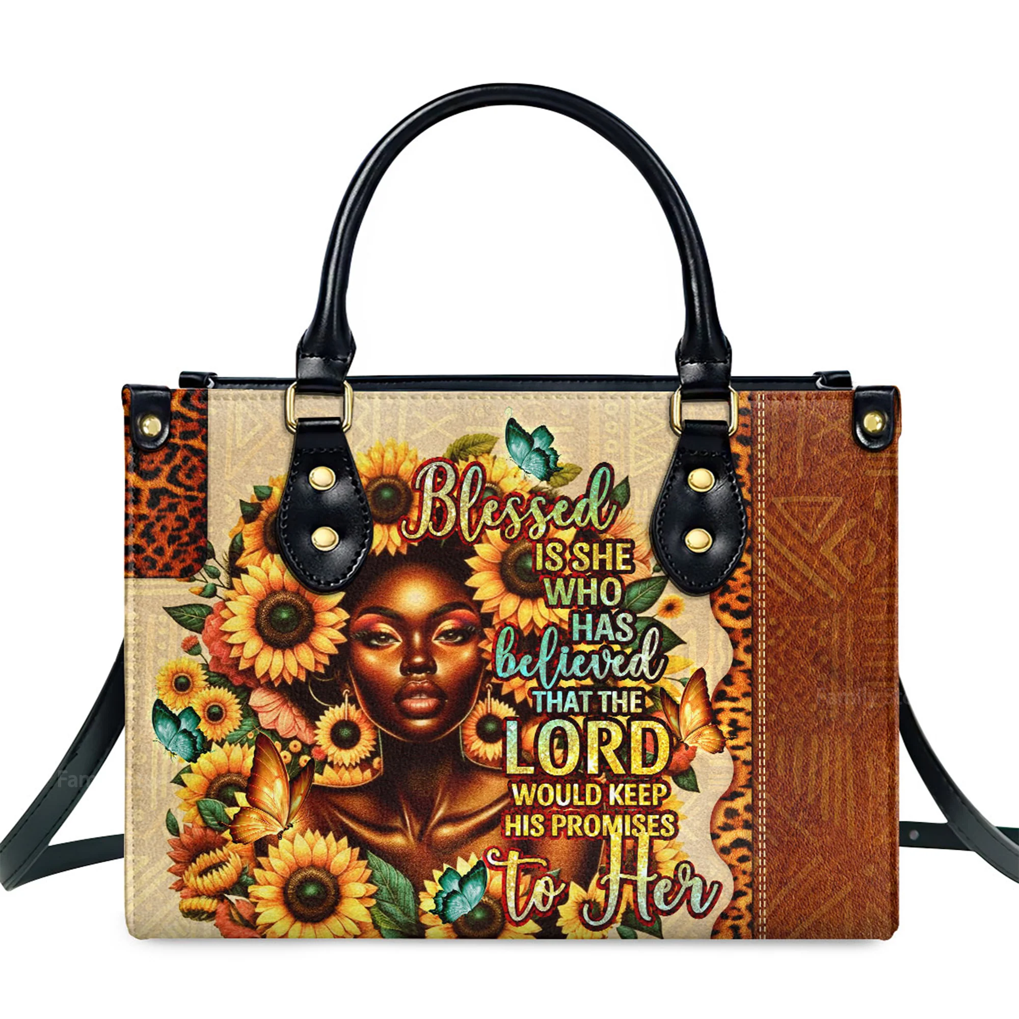 Blessed Is She - Thoughtful Gift For Christians - Personalized Leather Handbag With Handle - AT4080949 - Image 2