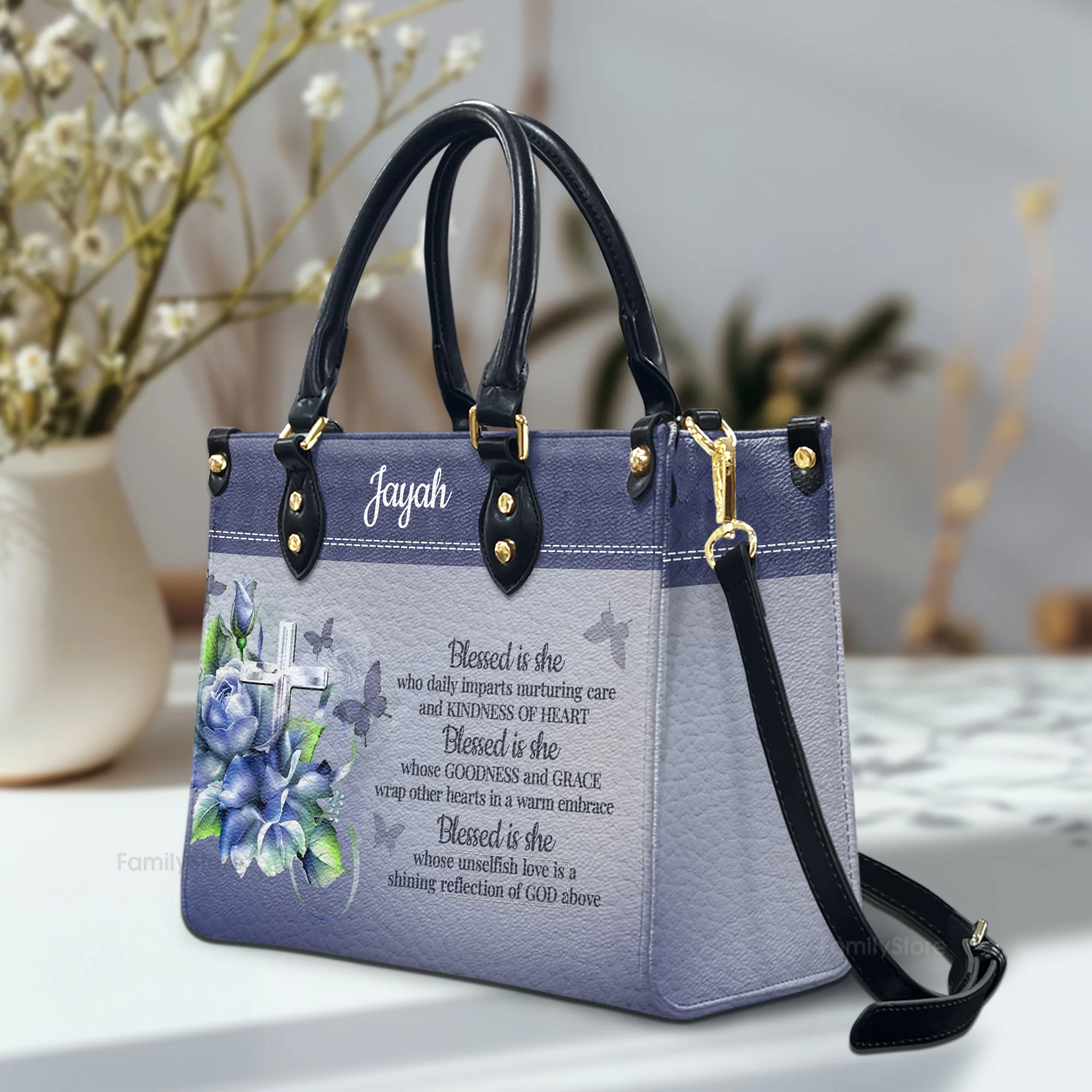 Blessed Is She Who Daily Imparts Nurturing Care And Kindness Of Heart - Personalized Leather Handbag - AT4080729 - Image 2