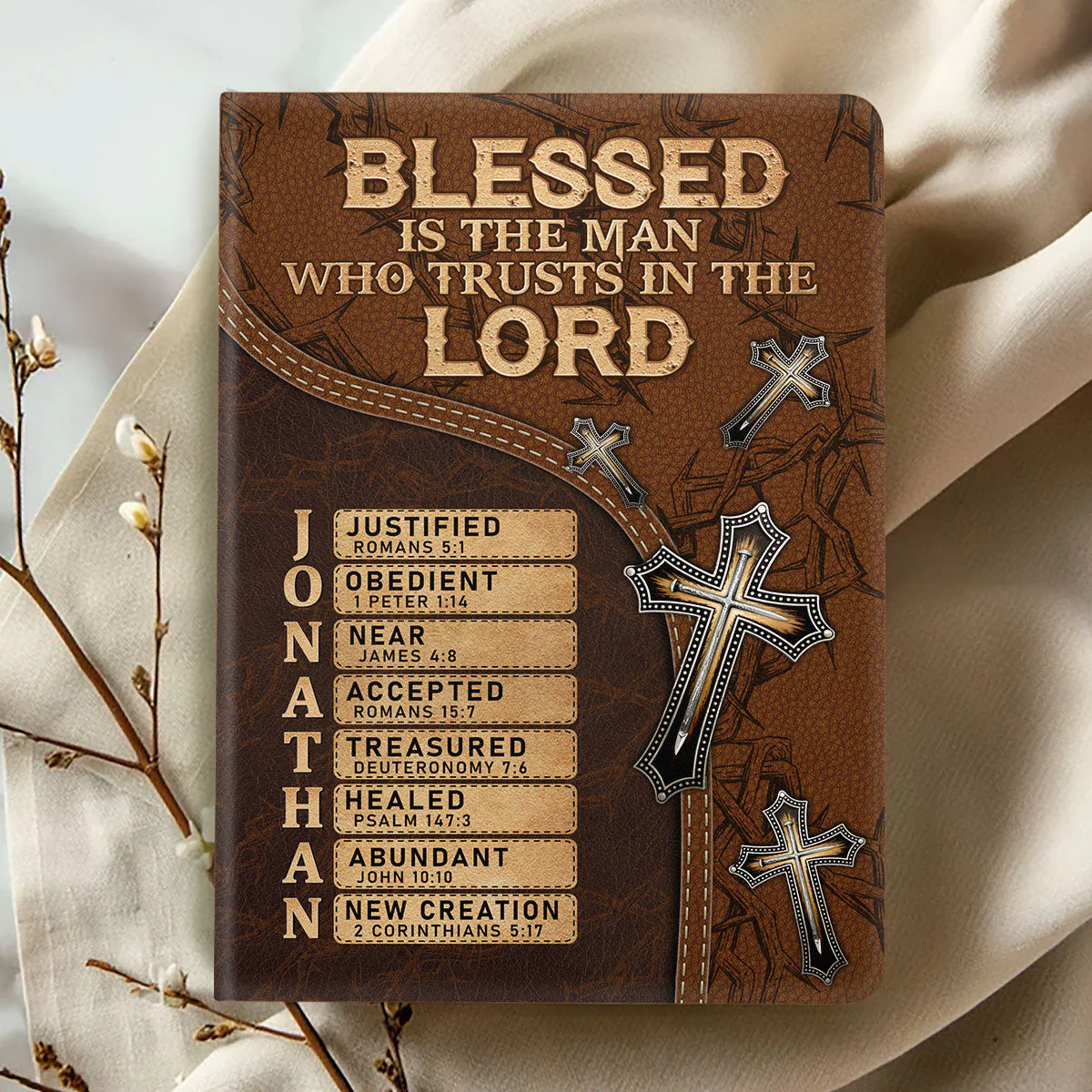 Blessed Is The Man Who Trusts In The Lord - Personalized Leather Cover Notebook HL128 CLGOD06