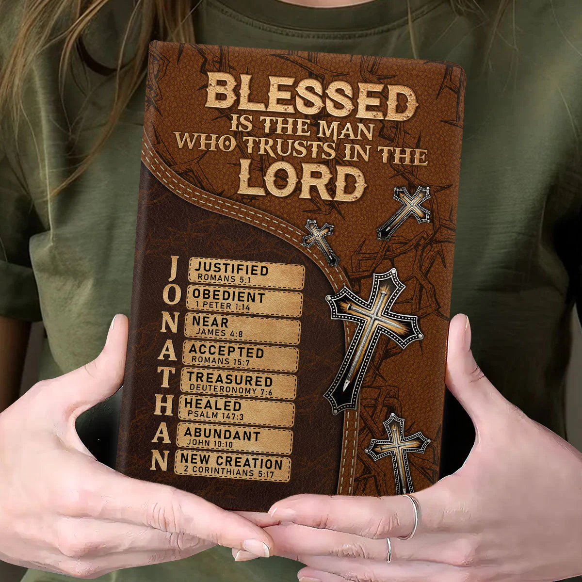 Blessed Is The Man Who Trusts In The Lord - Personalized Leather Cover Notebook HL128 CLGOD06 - Image 2